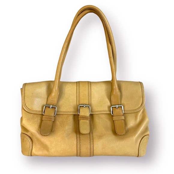Fossil Handbags - Vintage Fossil Leather Shoulder Bag | Tan with Silvertone Hardware